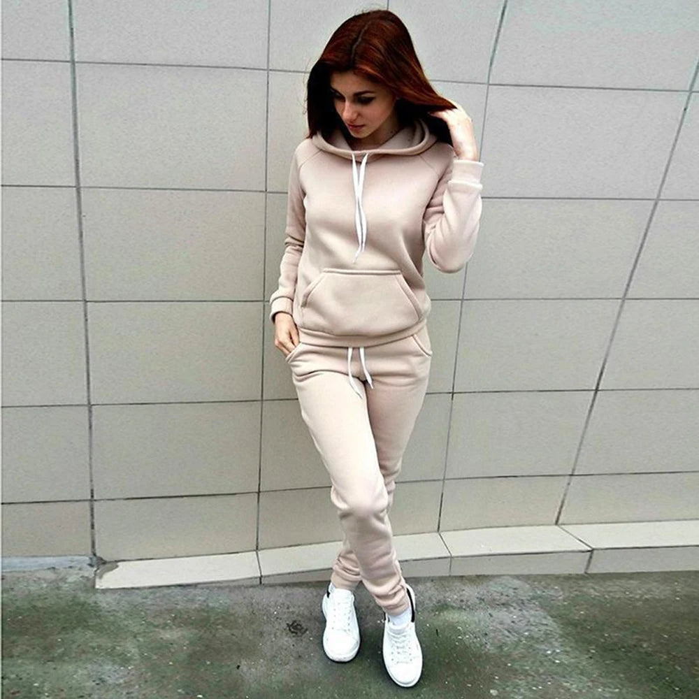 New Fashion Women's Hoodie Set Long Sleeve Pullover Hoodie 2-Piece Sportswear Set Women's Sportswear (S-4XL)