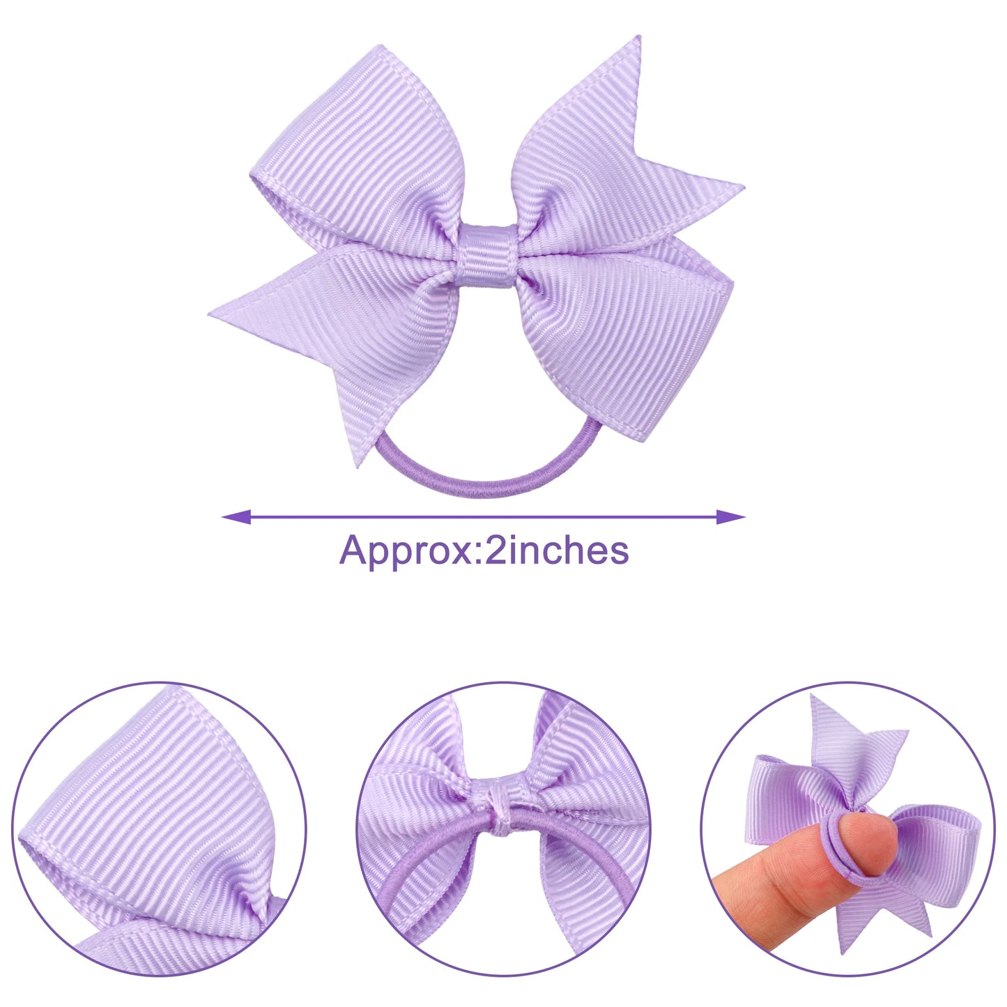 20/40 Pcs 2" Grosgrain Ribbon Pigtail Hair Bows Elastic Hair Ties Hair Bands Holders Hair Accessories for Baby Girls Infants