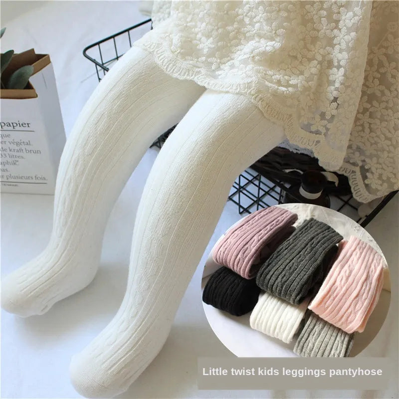 2023 Spring Knitted Baby Pantyhose For Girls Twist Children Bottom Toddler Kid Girl Ribbed Stockings