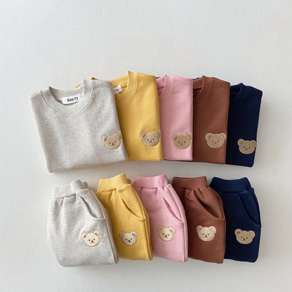 Fashion Toddler Baby Boys Girl Fall Clothes Sets Baby Girl Clothing Set Kids Sports Bear Sweatshirt Pants 2Pcs Suits Outfits