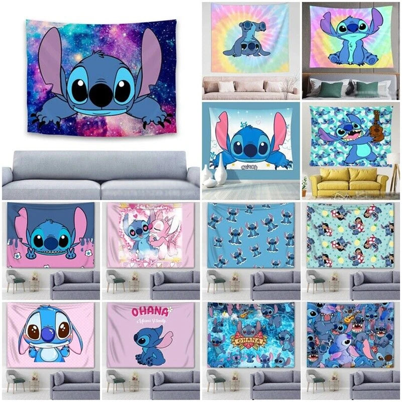 New Lilo Stitch Tapestries, Various Designs, Wall Hangings, Photo Backgrounds, Home Bedroom Art Decorations, Multiple Sizes,