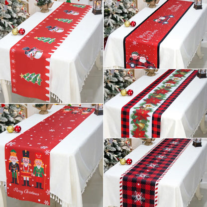 Christmas Table Runner Cloth Merry Christmas Decoration for Home 2023 Tablecloth Xmas Ornament Navidad Natal New Year Gift 2024