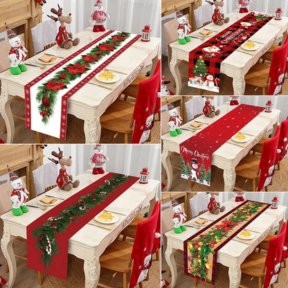 Christmas Table Runner Cloth Merry Christmas Decoration for Home 2023 Tablecloth Xmas Ornament Navidad Natal New Year Gift 2024