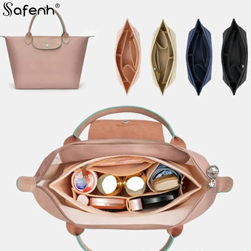 1pcs Felt Insert Bag Fits For Longchamp Handbag Liner Bag Felt Cloth Makeup Bag Support Travel Portable Insert Purse Organizer