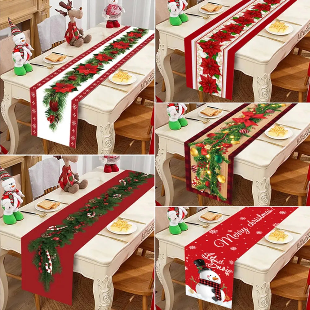 Christmas Table Runner Cloth Merry Christmas Decoration for Home 2023 Tablecloth Xmas Ornament Navidad Natal New Year Gift 2024