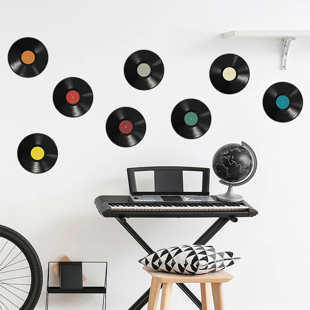 8PCS Vinyl Record Wall Stickers DIY Transfer Belt Decal Mural Living Room Bedroom Home Restaurant Bar Decoration