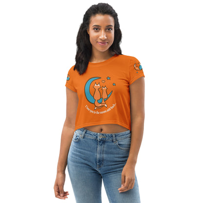 Custom Fox Love All-Over Print Crop Tee Shirt Print on Demand