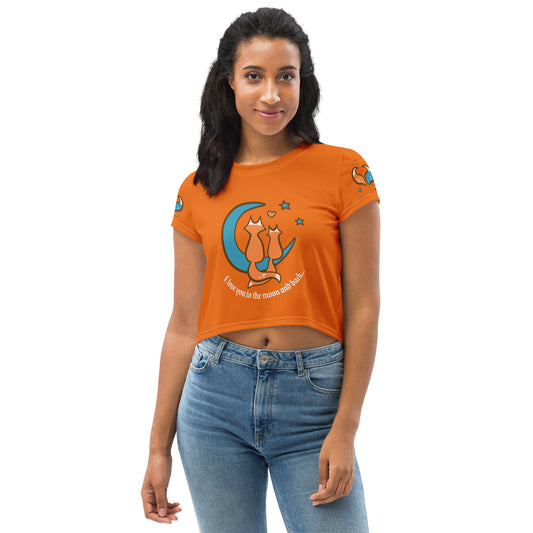 Custom Fox Love All-Over Print Crop Tee Shirt Print on Demand