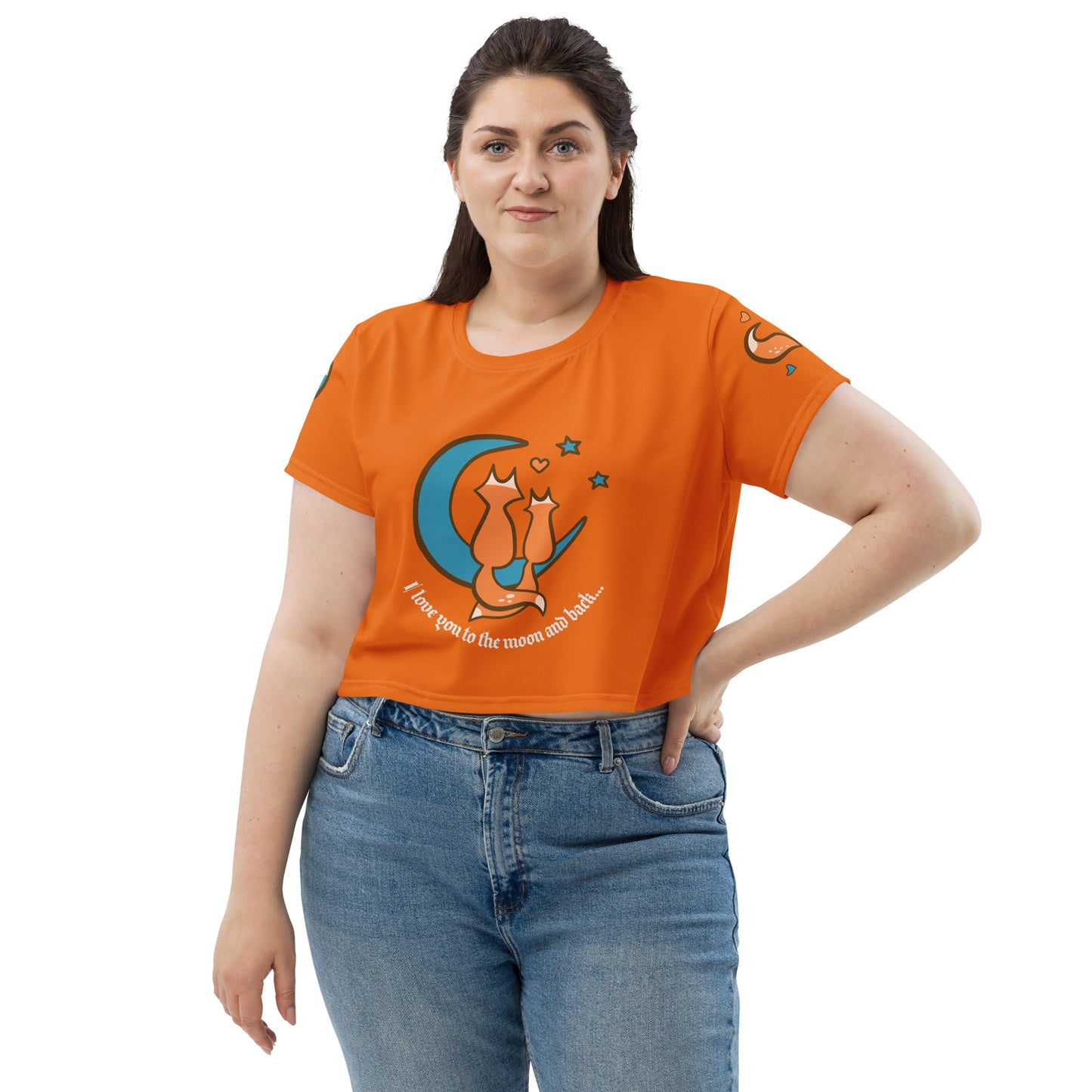 Custom Fox Love All-Over Print Crop Tee Shirt Print on Demand