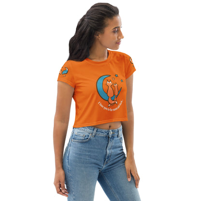 Custom Fox Love All-Over Print Crop Tee Shirt Print on Demand