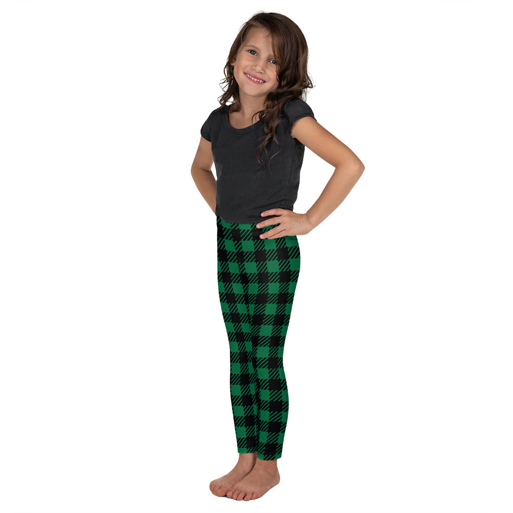 Green Plaid Kid's Leggings