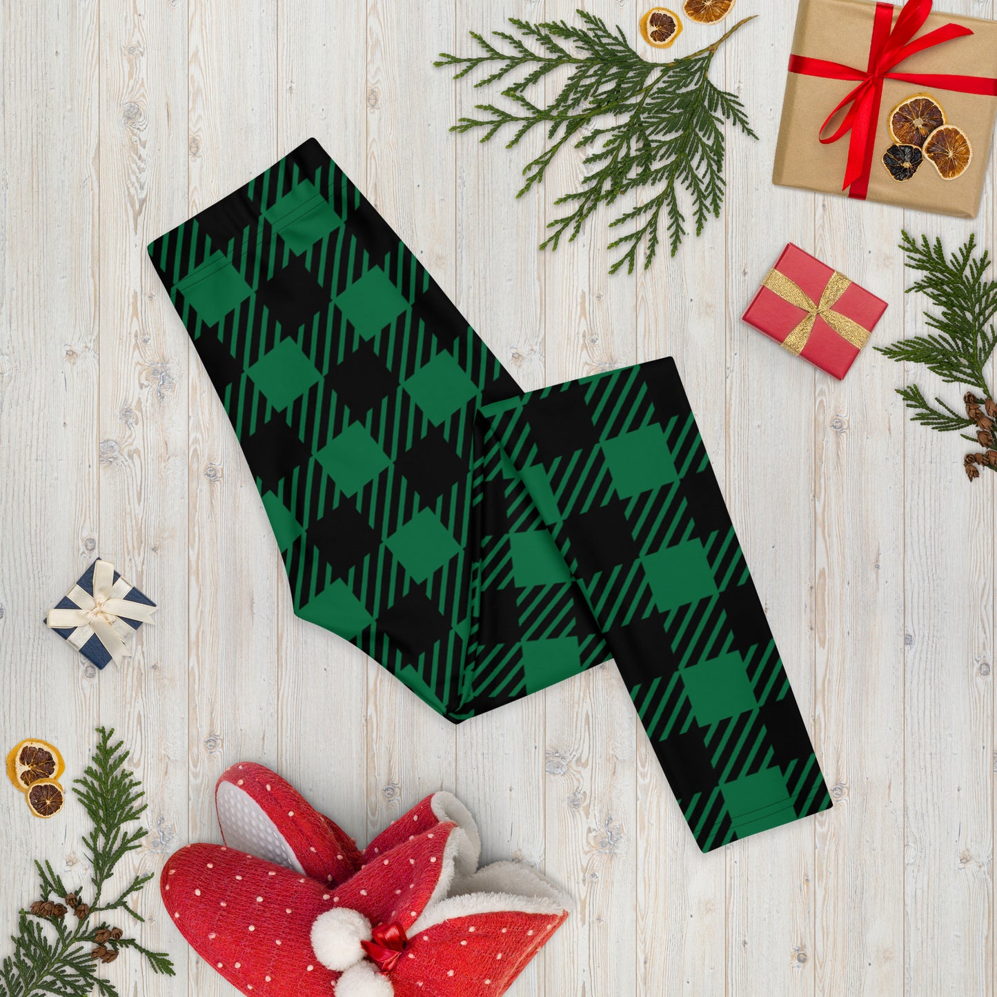 Green Plaid Women's Leggings