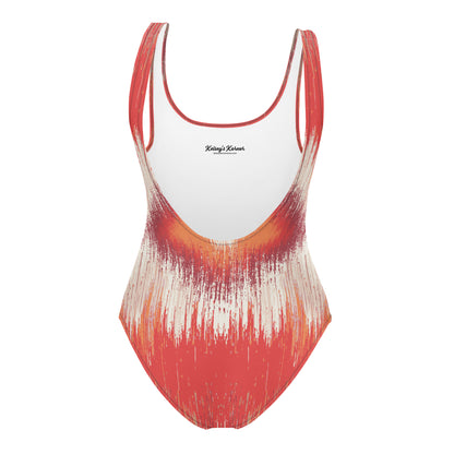 Orange Pattern One-Piece Swimsuit