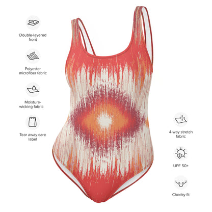 Orange Pattern One-Piece Swimsuit