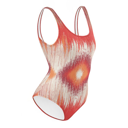 Orange Pattern One-Piece Swimsuit