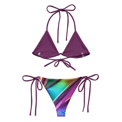 All-over Print Recycled String Bikini Metallic Purple