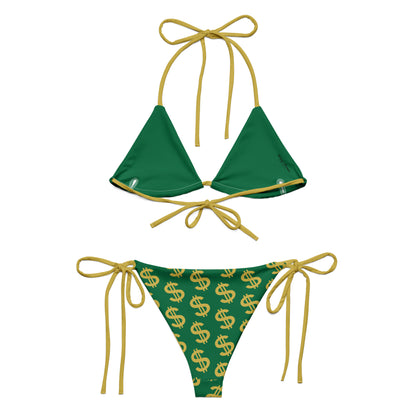 All-over Print Recycled String Bikini Currency Dollar Sign