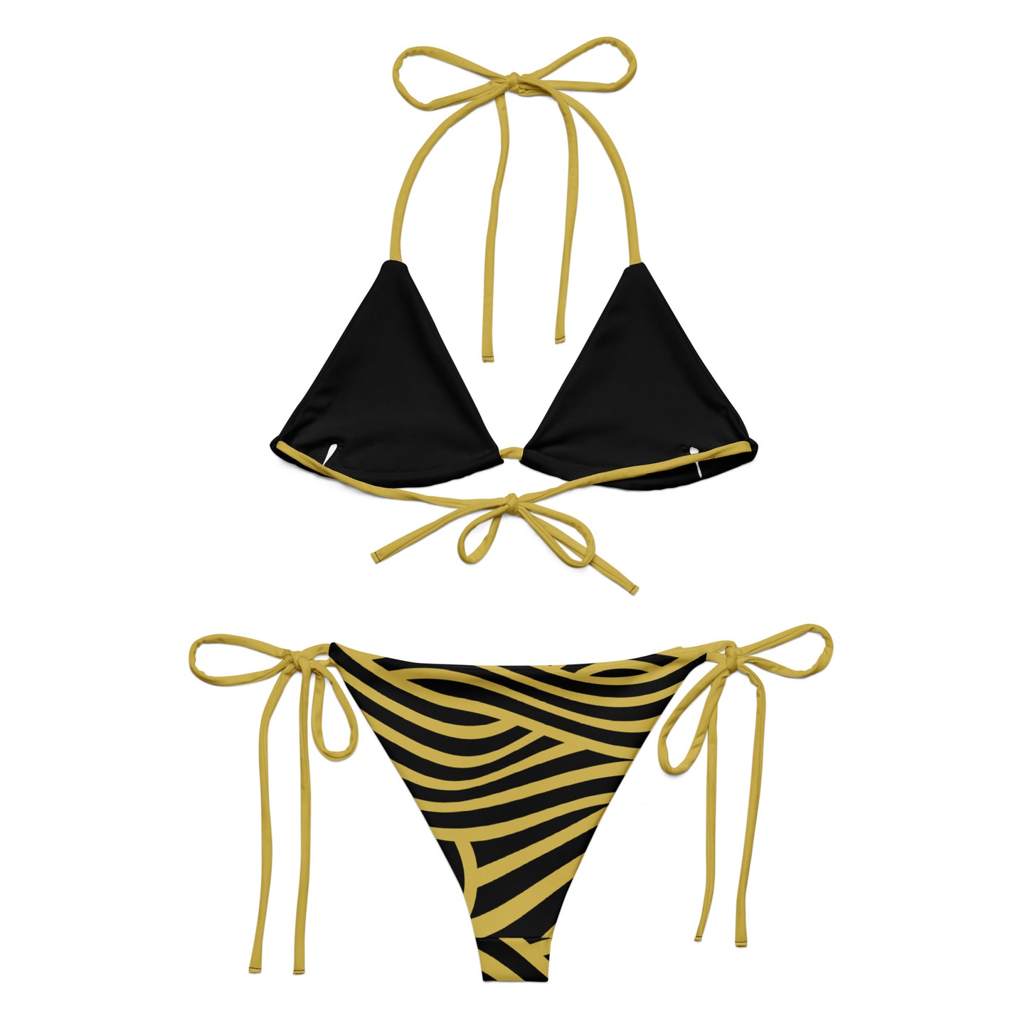 All-over Print Recycled String Bikini Groovy Lines Gold/Black