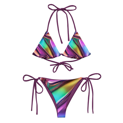 All-over Print Recycled String Bikini Metallic Purple