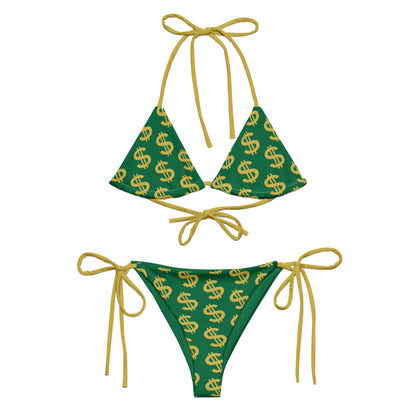 All-over Print Recycled String Bikini Currency Dollar Sign