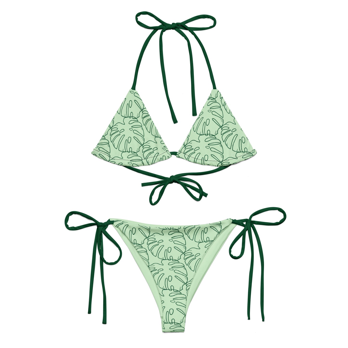 All-over Print Recycled String Bikini Tara Leaf