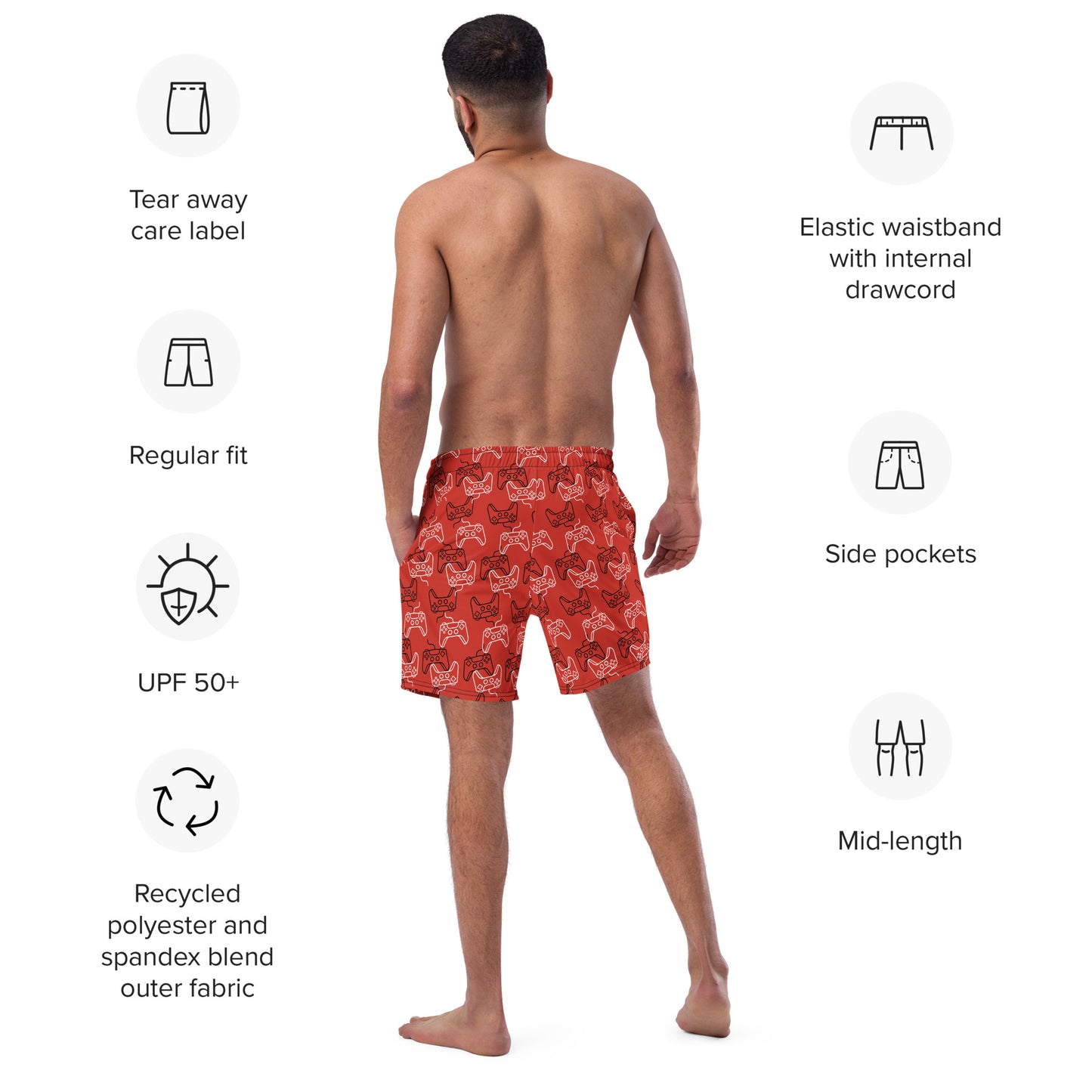 Men's Swim Trunks Game Controller Gamer with Pockets