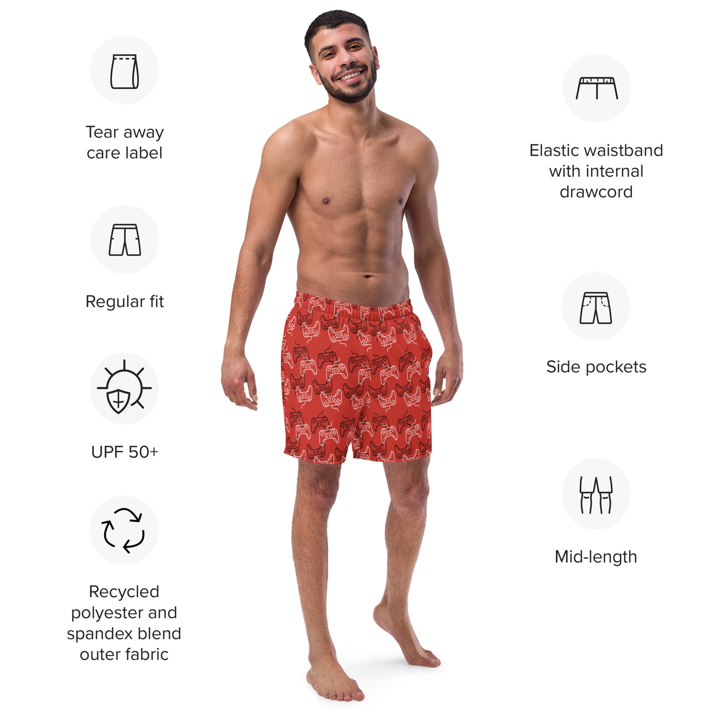 Men's Swim Trunks Game Controller Gamer with Pockets