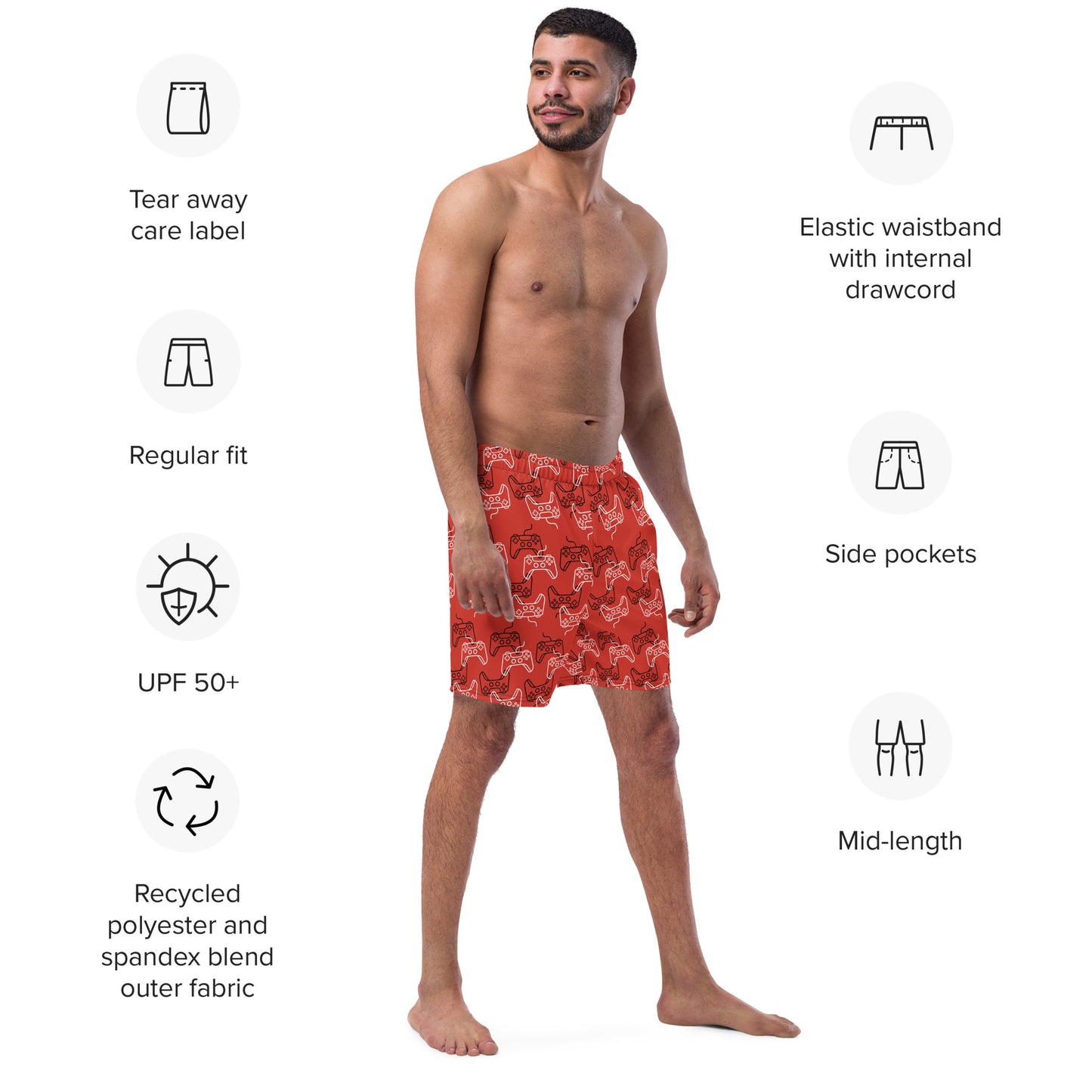 Men's Swim Trunks Game Controller Gamer with Pockets