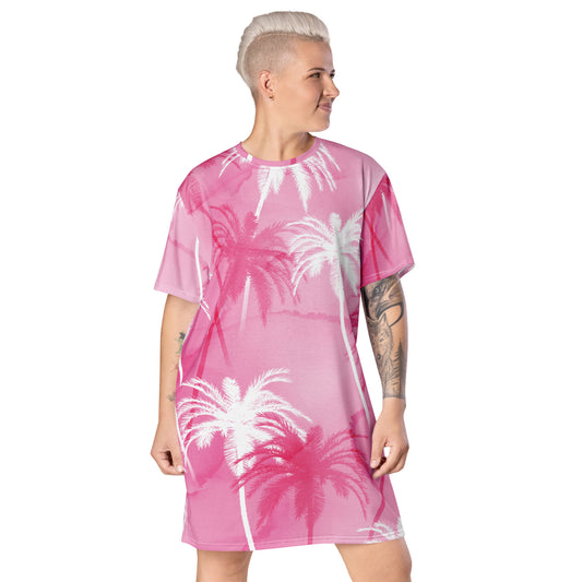 Pink Palm T-shirt dress