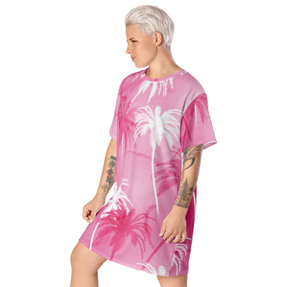 Pink Palm T-shirt dress