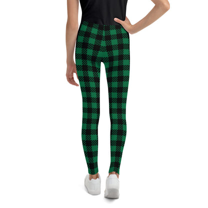 Green Plaid Youth Leggings