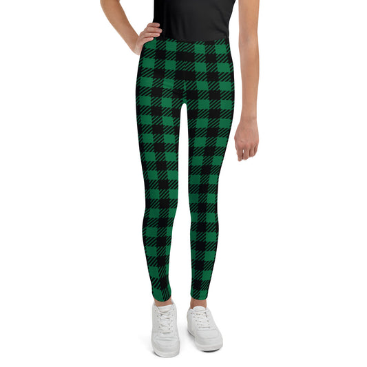 Green Plaid Youth Leggings