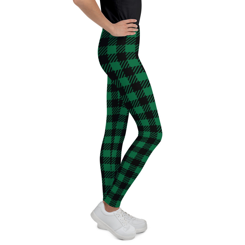 Green Plaid Youth Leggings