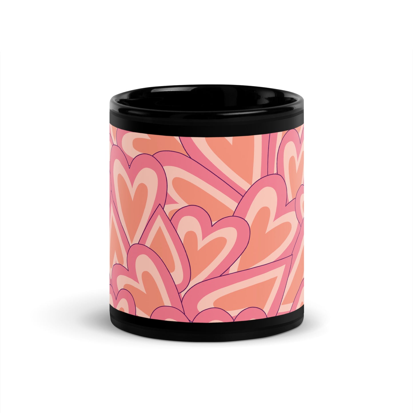 Valentine's Day Heart Black Glossy Mug