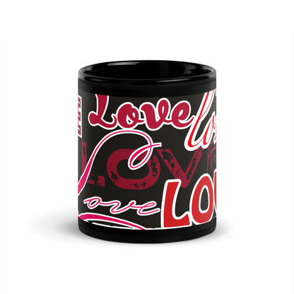 Valentine's Love Black Glossy Mug