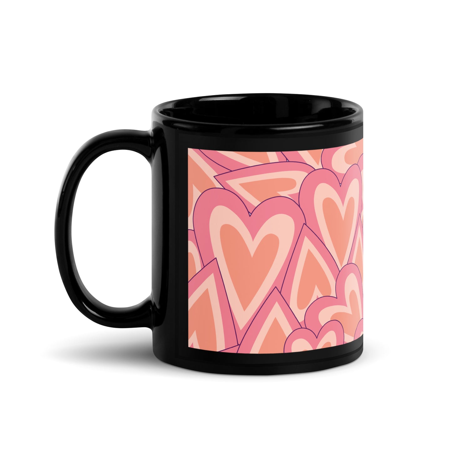 Valentine's Day Heart Black Glossy Mug