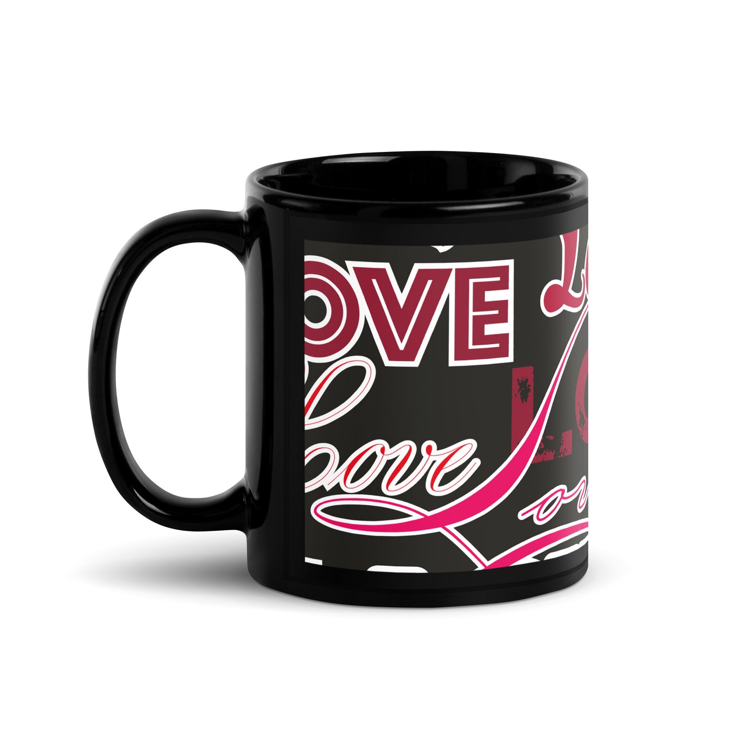 Valentine's Love Black Glossy Mug