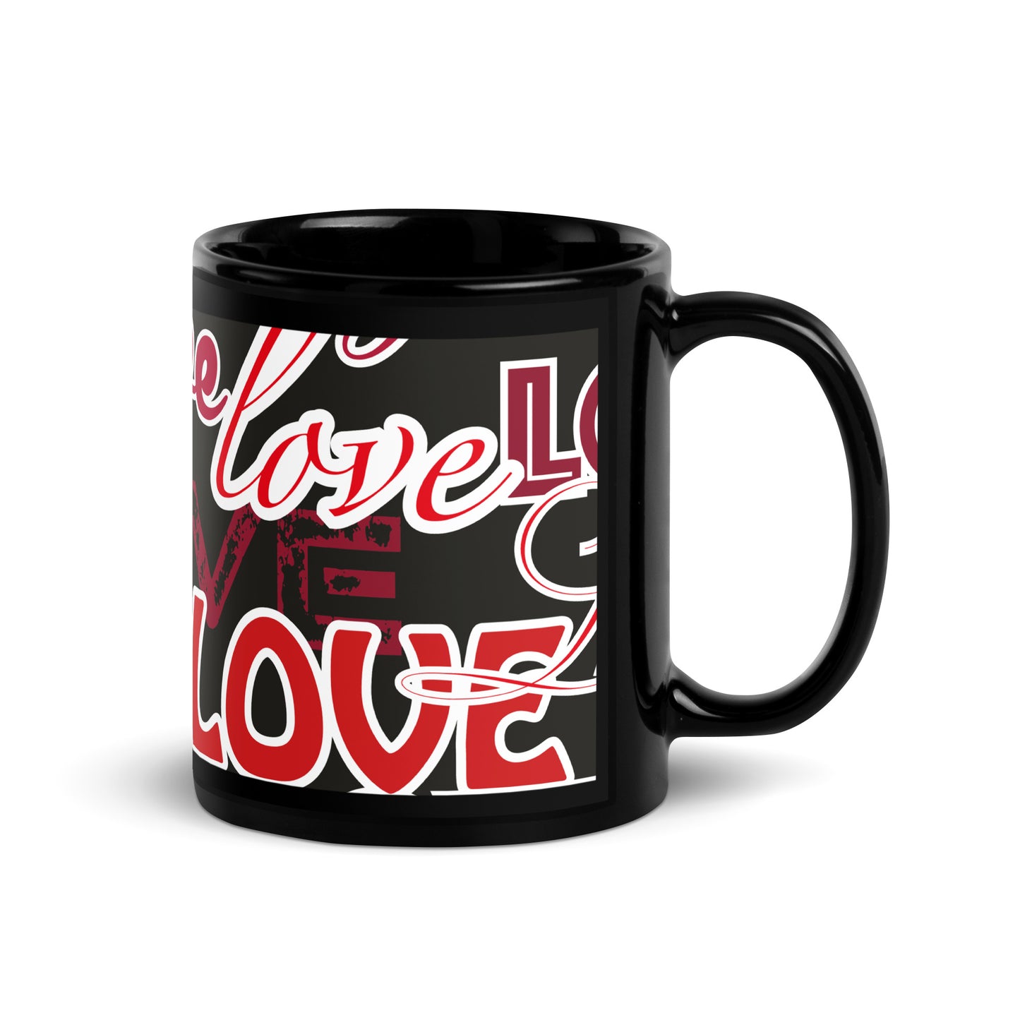 Valentine's Love Black Glossy Mug