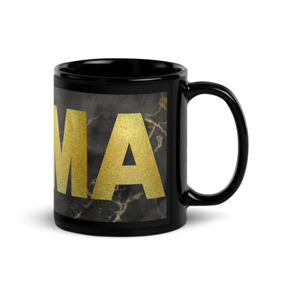 Black Glossy Mug Marble Mama