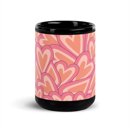 Valentine's Day Heart Black Glossy Mug