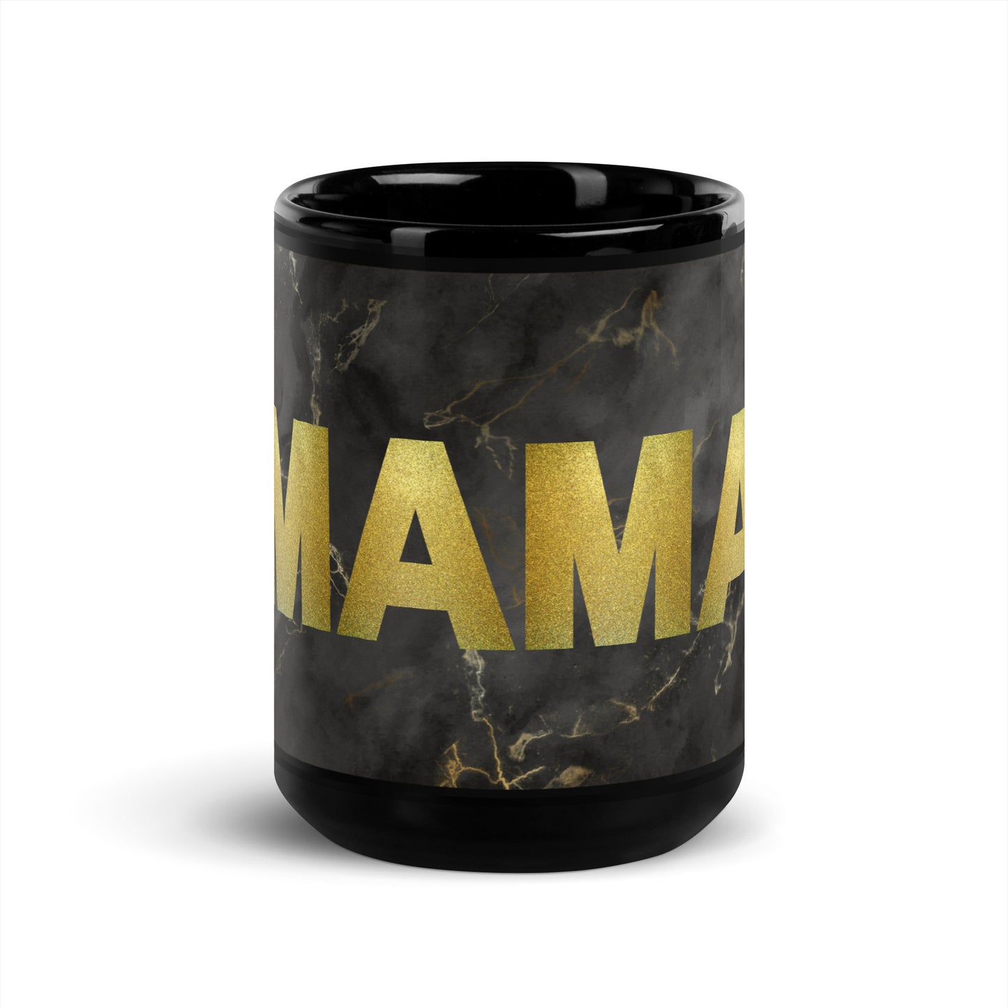 Black Glossy Mug Marble Mama