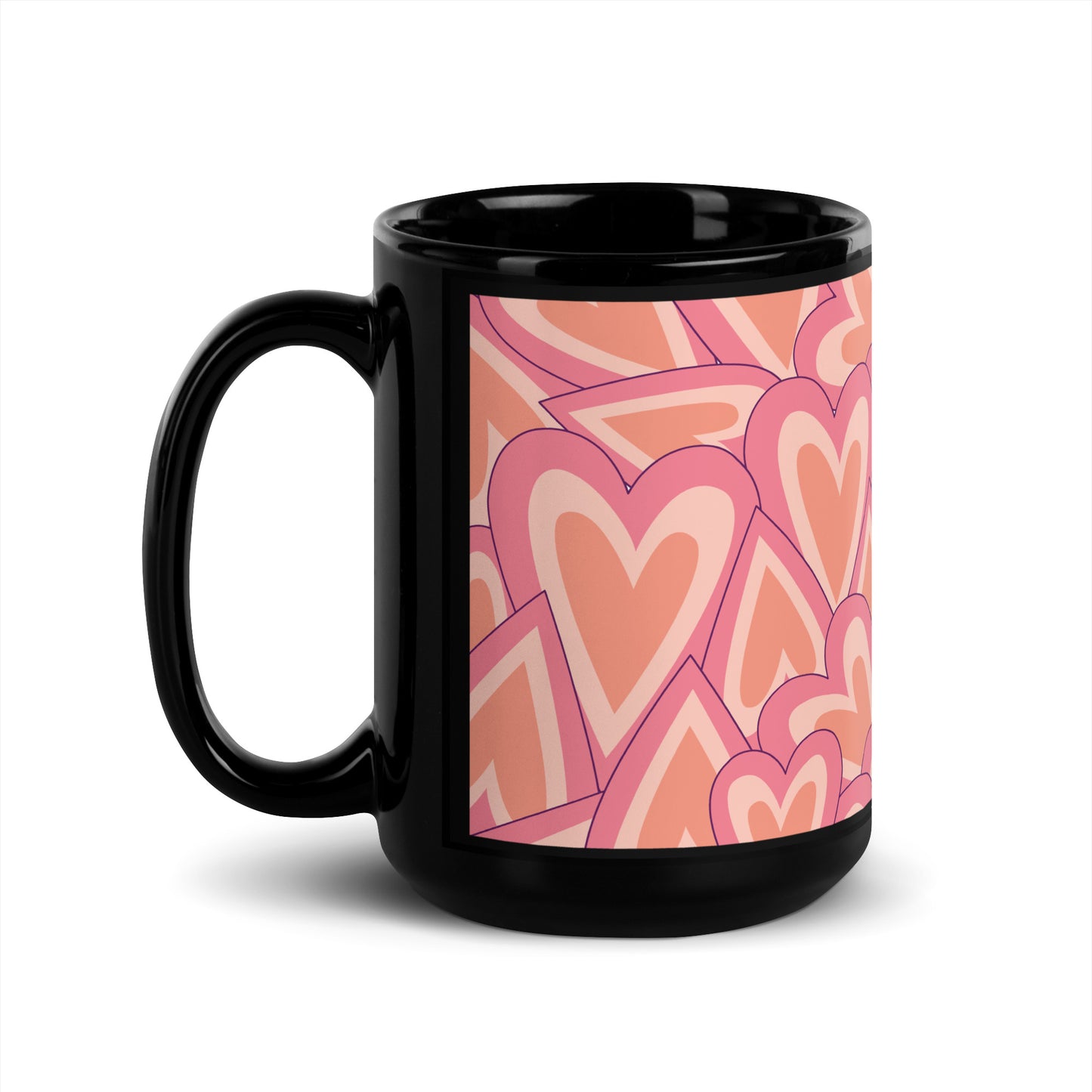 Valentine's Day Heart Black Glossy Mug