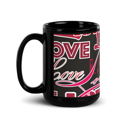 Valentine's Love Black Glossy Mug