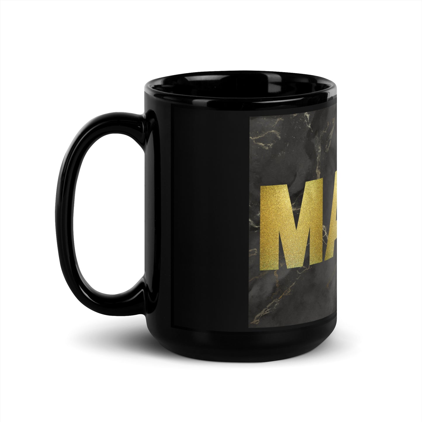 Black Glossy Mug Marble Mama