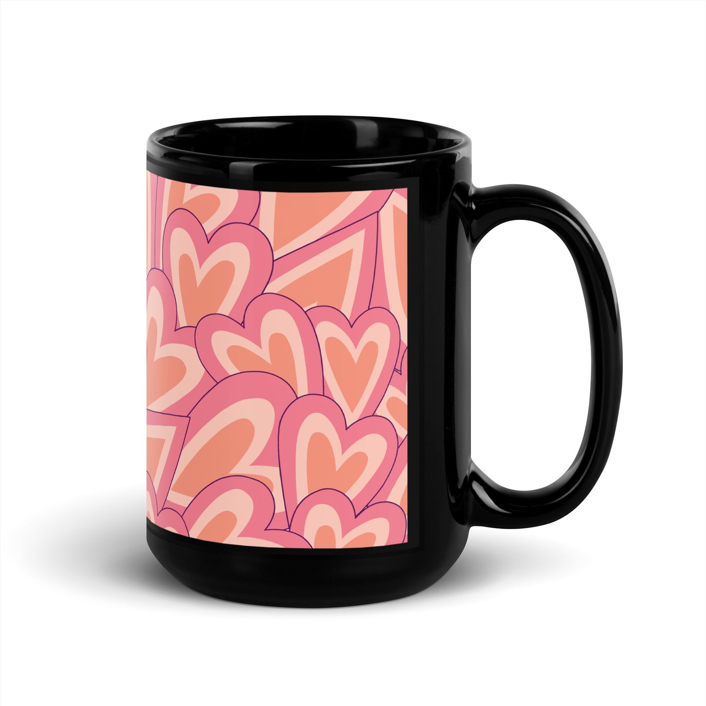 Valentine's Day Heart Black Glossy Mug