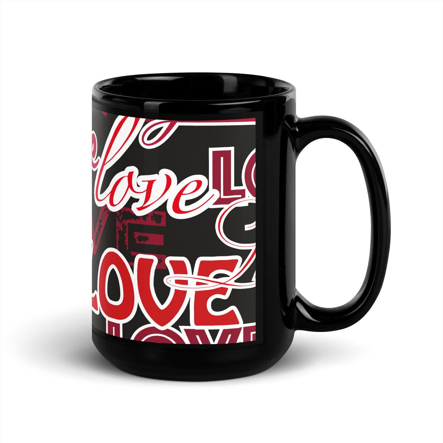 Valentine's Love Black Glossy Mug