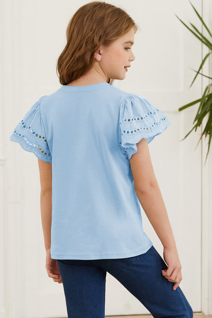 Round Neck Flutter Sleeve T-Shirt