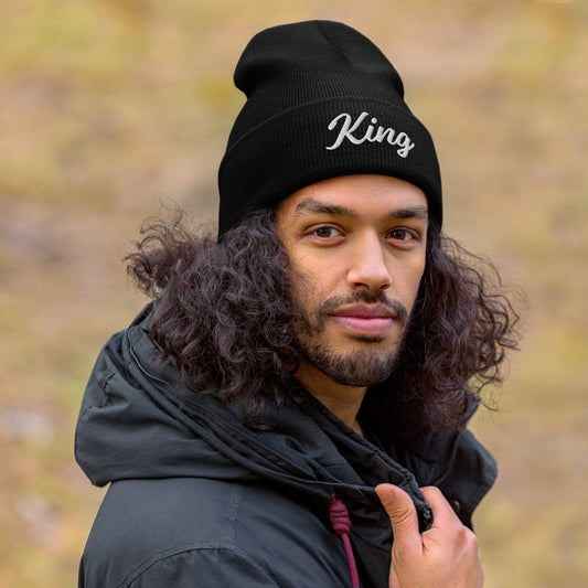 King Embroidered Cuffed Beanie