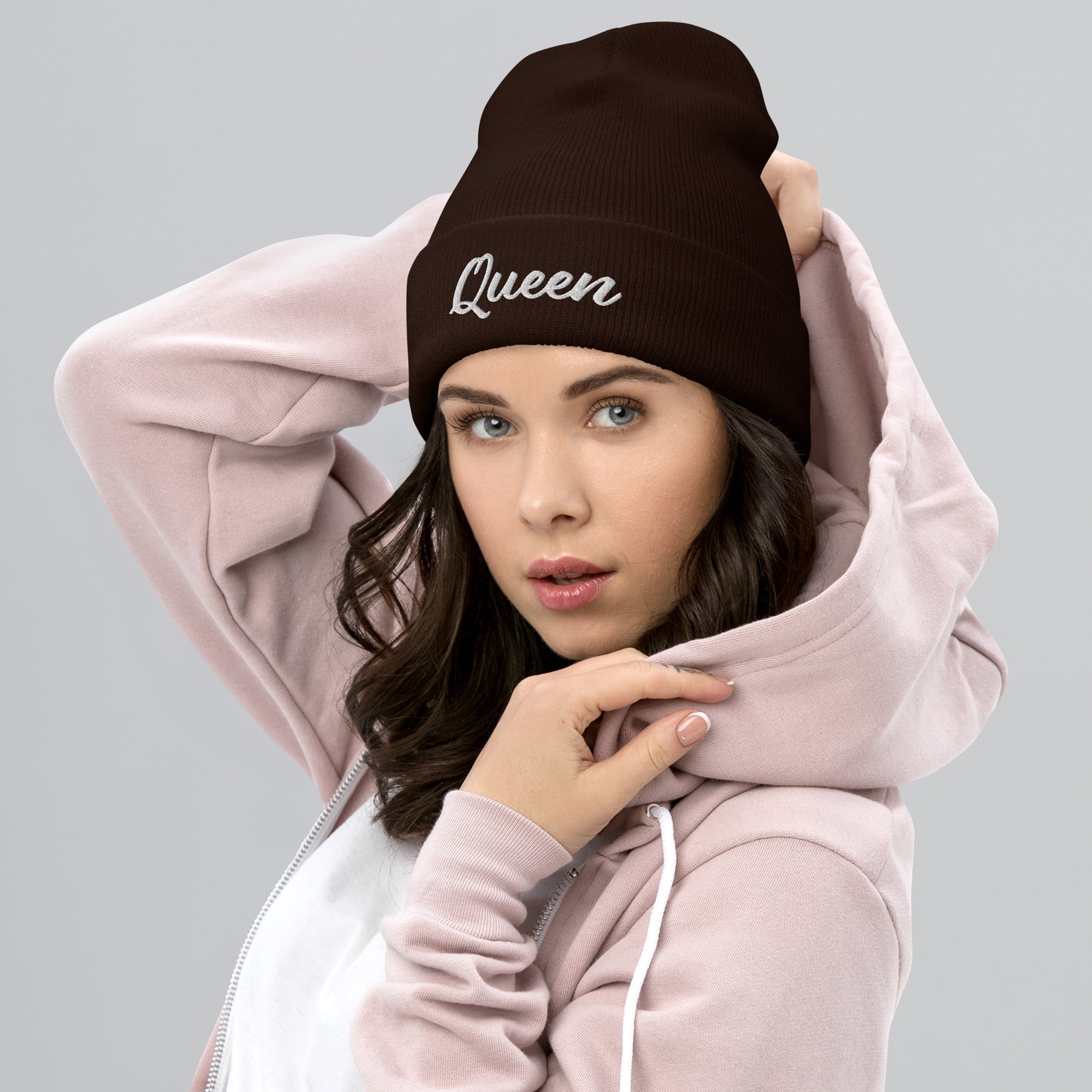 Queen Embroidered Cuffed Beanie