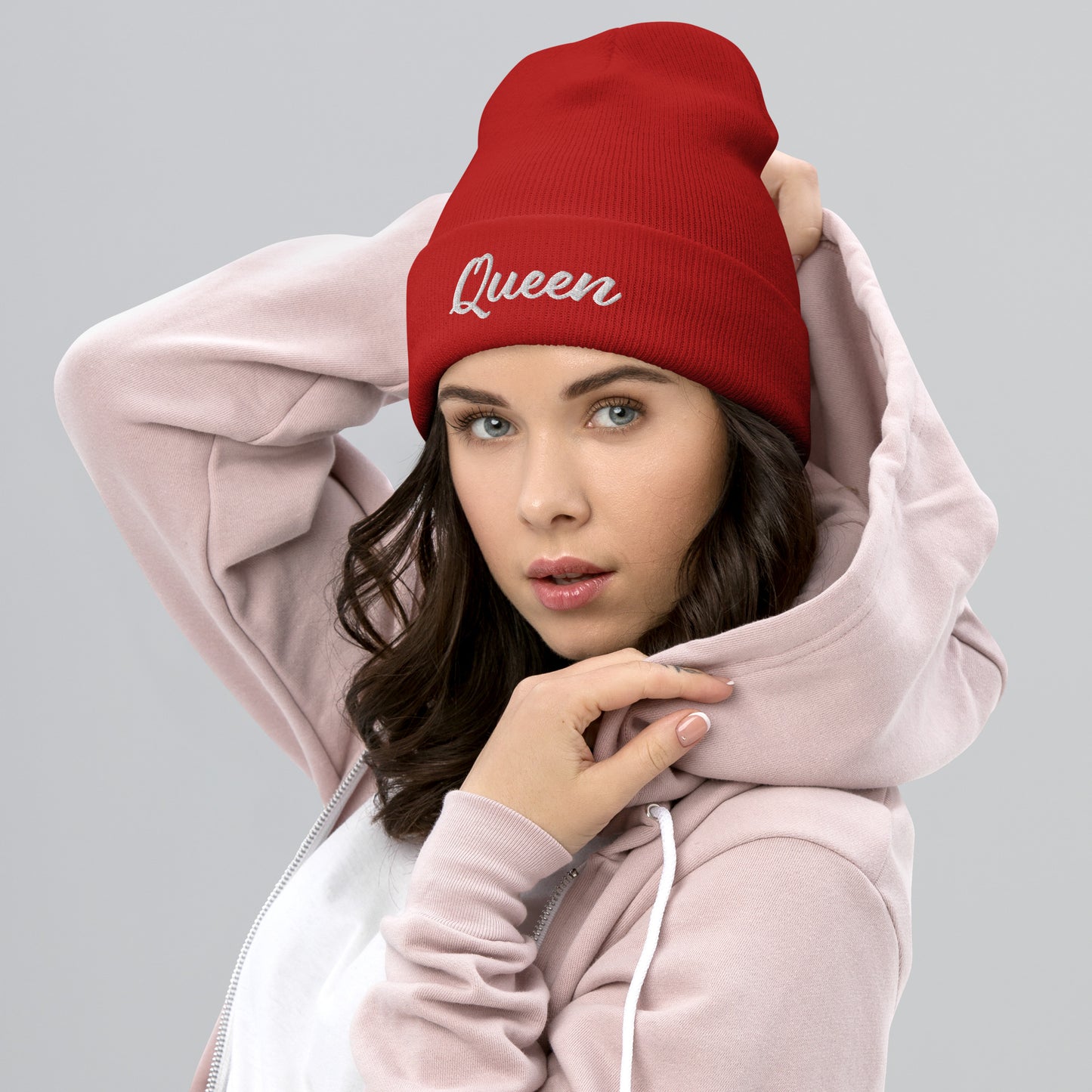 Queen Embroidered Cuffed Beanie